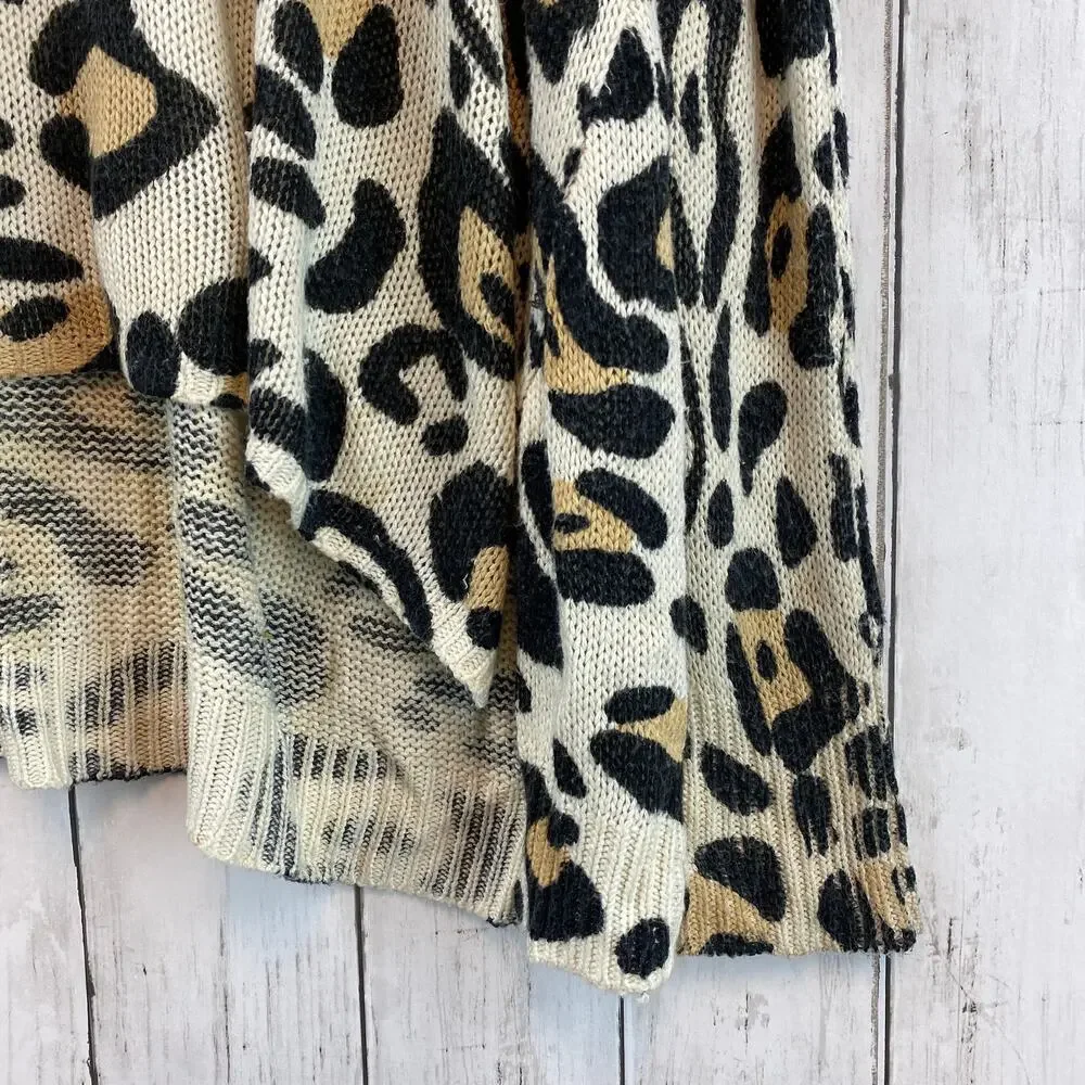Show Me Your Mumu Mellow Animal Knit Leopard Relaxed Bonfire Sweater Size Small